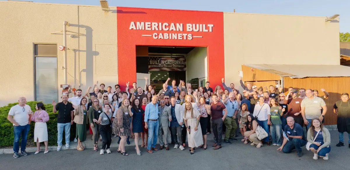 Large Nexus Networking group photo outside American Built Cabinets